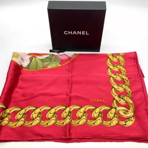 AUTH Chanel CC Floral Scarf Silk - Picture 2 of 5